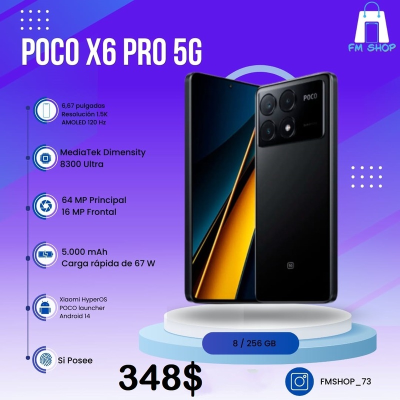 Pantalla: Tamaño: 6.67 pulgadas Tipo: AMOLED Resolución: 1220 x 2712 píxeles Tasa de refresco: 120 Hz Brillo máximo: 1,800 nits Protección: Corning Gorilla Glass 5 Procesador: Chipset: MediaTek Dimensity 8300 Ultra (4 nm) Velocidad: Hasta 3.35 GHz Cámara: Cámara principal: 64 MP con OIS (Estabilización Óptica de Imagen) Cámara ultra gran angular: 8 MP Cámara macro: 2 MP Cámara frontal: 16 MP Memoria: RAM: Opciones de 8 GB o 12 GB Almacenamiento interno: 256 GB o 512 GB Expansión: Sin ranura para tarjeta microSD Batería: Capacidad: 5000 mAh Carga rápida: 67W, que permite cargar el dispositivo rápidamente. Conectividad: 5G: Soporte para redes de quinta generación. Bluetooth: Versión más reciente para conectar dispositivos. Sistema Operativo: MIUI basado en Android, ofreciendo una experiencia fluida y personalizable.