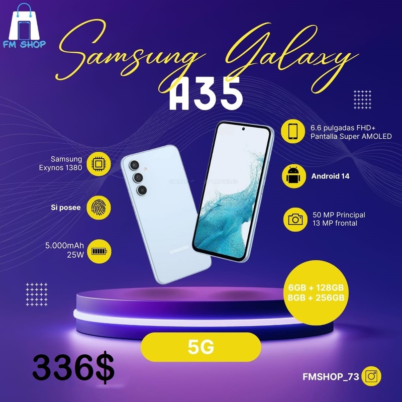 SubtítulPantalla: Tamaño: 6.6 pulgadas Tipo: Super AMOLED Resolución: FHD+ (1080 x 2400 píxeles) Frecuencia de actualización: 120 Hz Brillo: Hasta 1000 nits Procesador: Modelo: Exynos 1380 (octa-core a hasta 2.4 GHz) Memoria y Almacenamiento: RAM: Opciones de 6 GB o 8 GB Almacenamiento interno: 256 GB (ampliable hasta 1 TB mediante microSD) Cámara: Cámara trasera: Principal de 50 MP Ultra gran angular de 8 MP Macro de 5 MP Cámara frontal: 13 MP Batería: Capacidad: 5000 mAh Carga: Carga rápida (las especificaciones pueden variar) Sistema Operativo: Android (versión específica puede variar) Conectividad: 5G Dual SIM WiFi, Bluetooth, GPSo